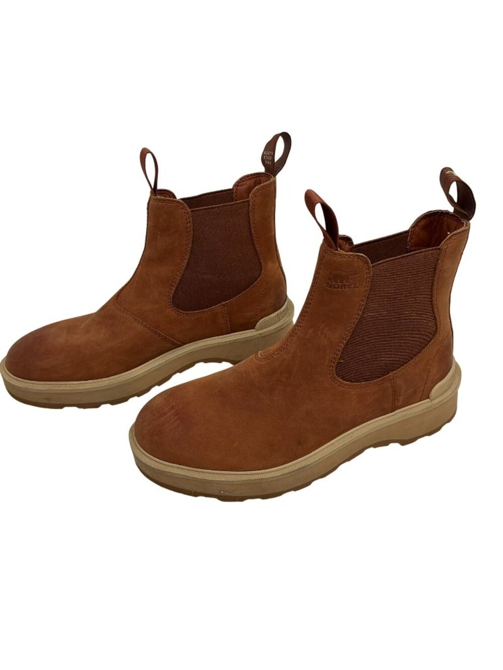 Sorel Hi-Line Chelsea Waterproof Leather Boots Womens 8.5 Cognac NL4870